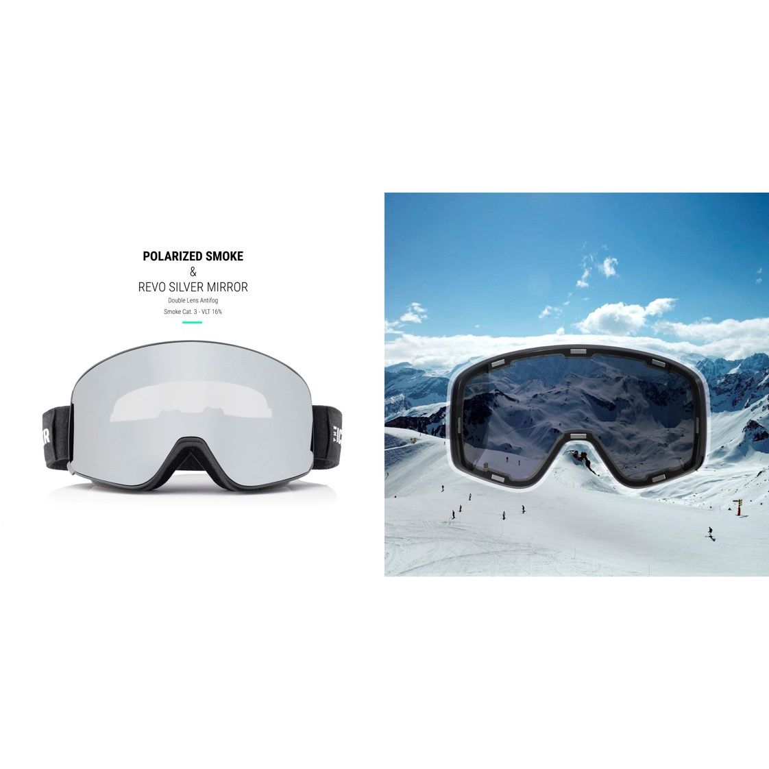  Ski Goggles	 -  bonetech ICEBRKR Black Silver Mirror